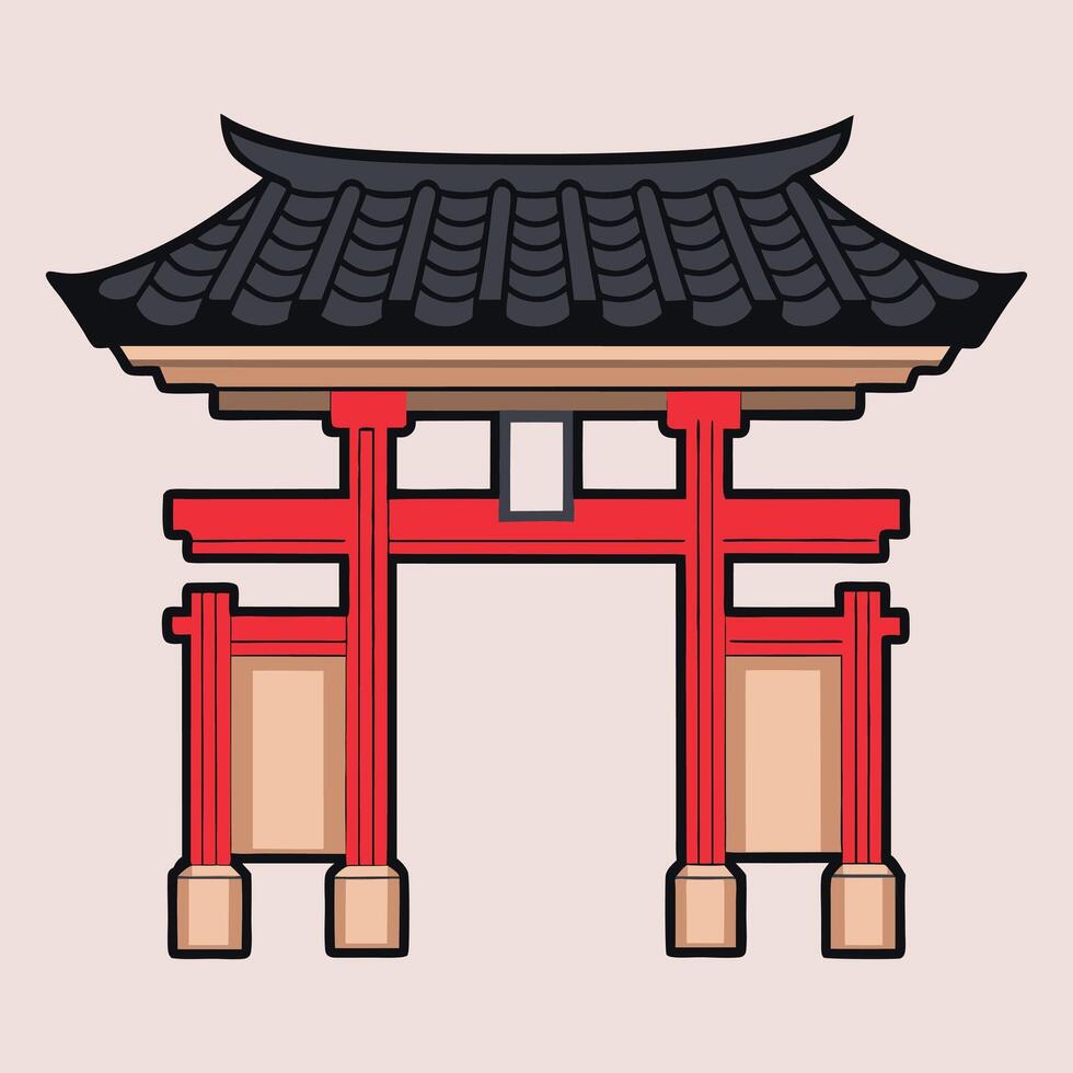 Japanese gate illustration vector