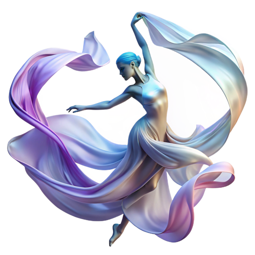 Abstract Dance Graceful Figure in Flowing Fabric png