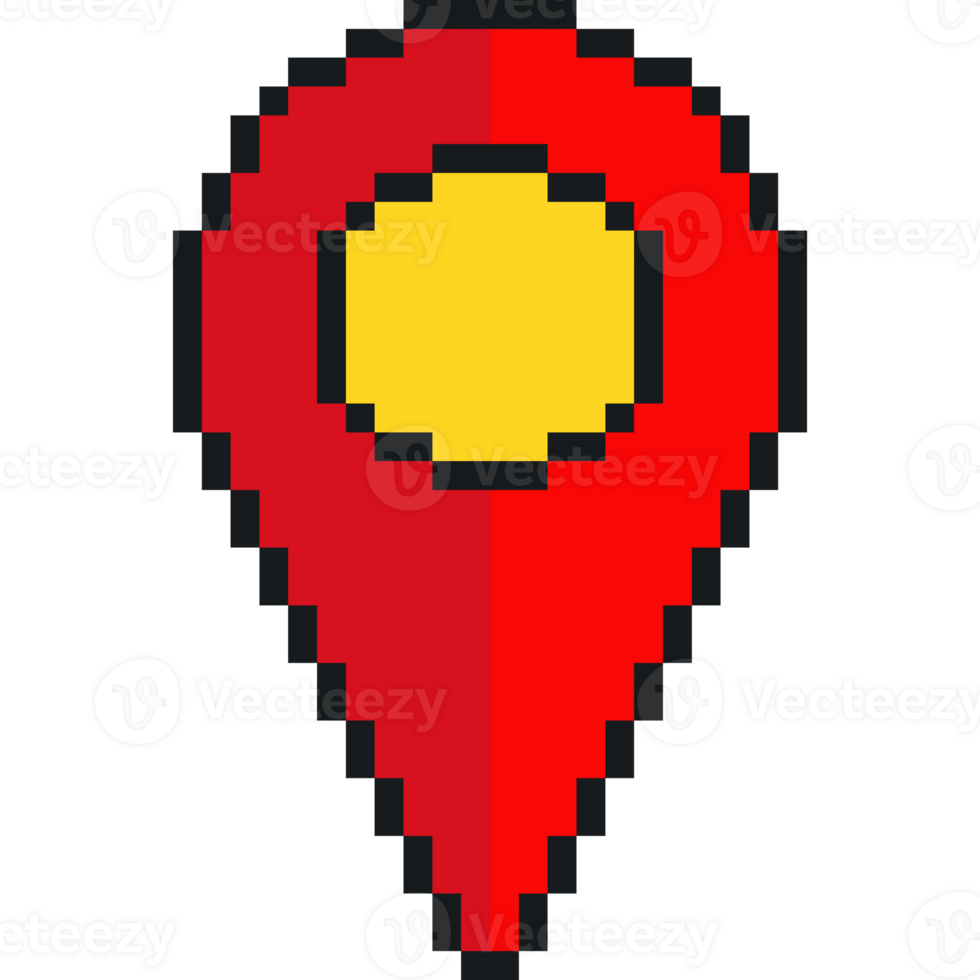 Location icon. Pixelated map pin. Pin icon. Travel destination png