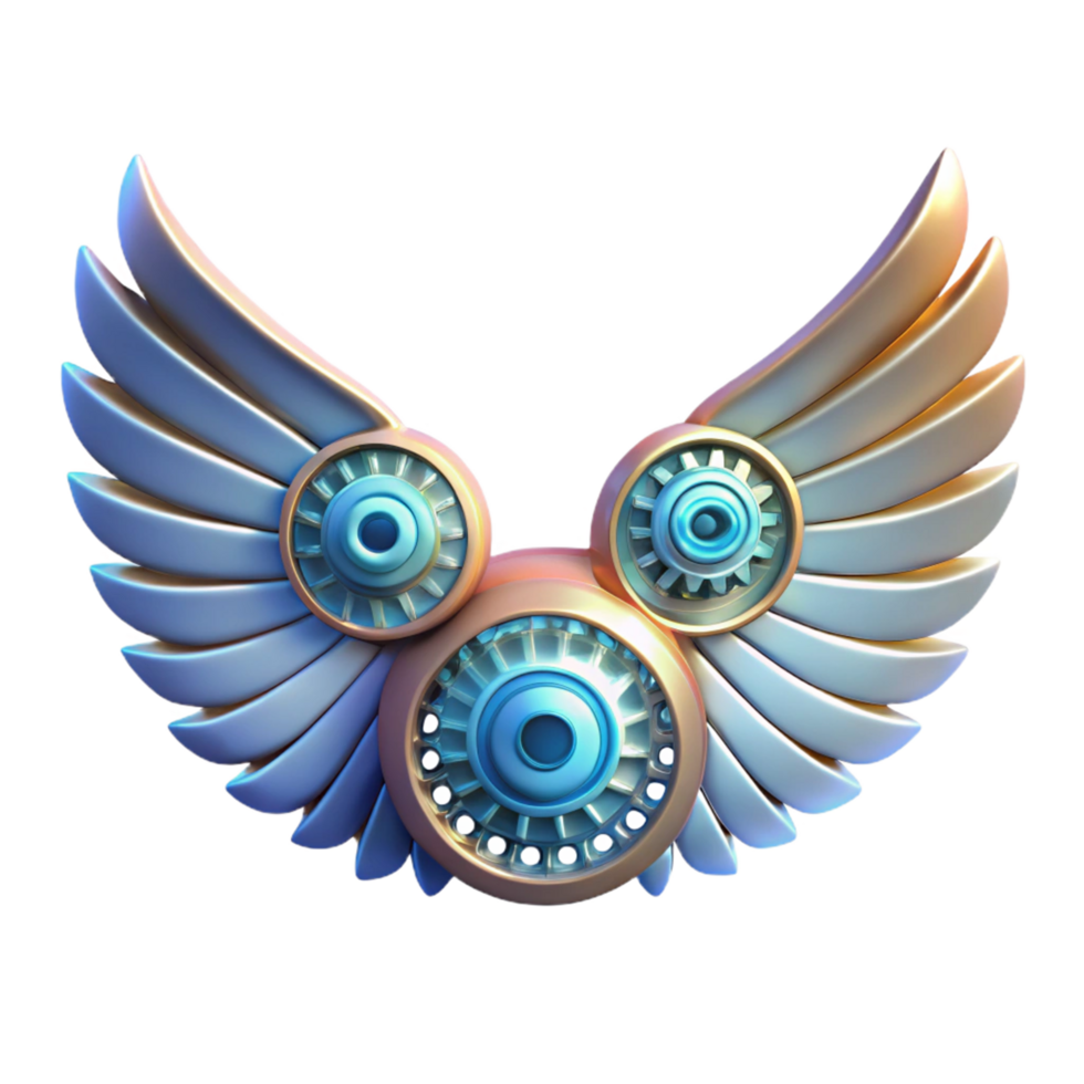 Mechanical Wings with Gears A 3D Render of Abstract Art png