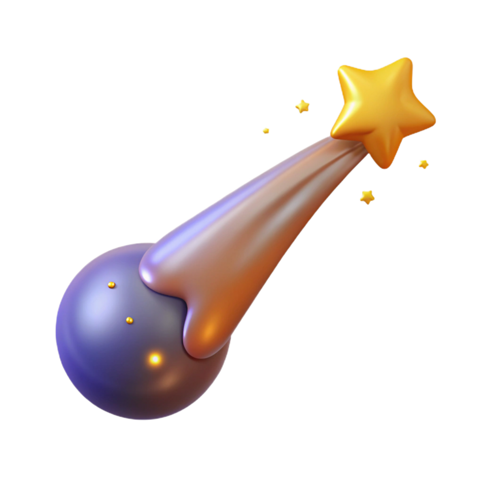 Shooting Star 3D Render Cosmic Trail and Celestial Sphere png