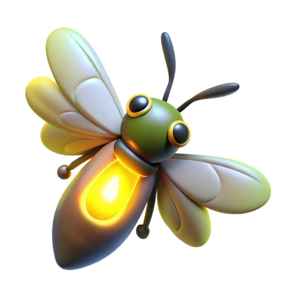Glowing Firefly 3D Render of Cute Insect with Bright Light png