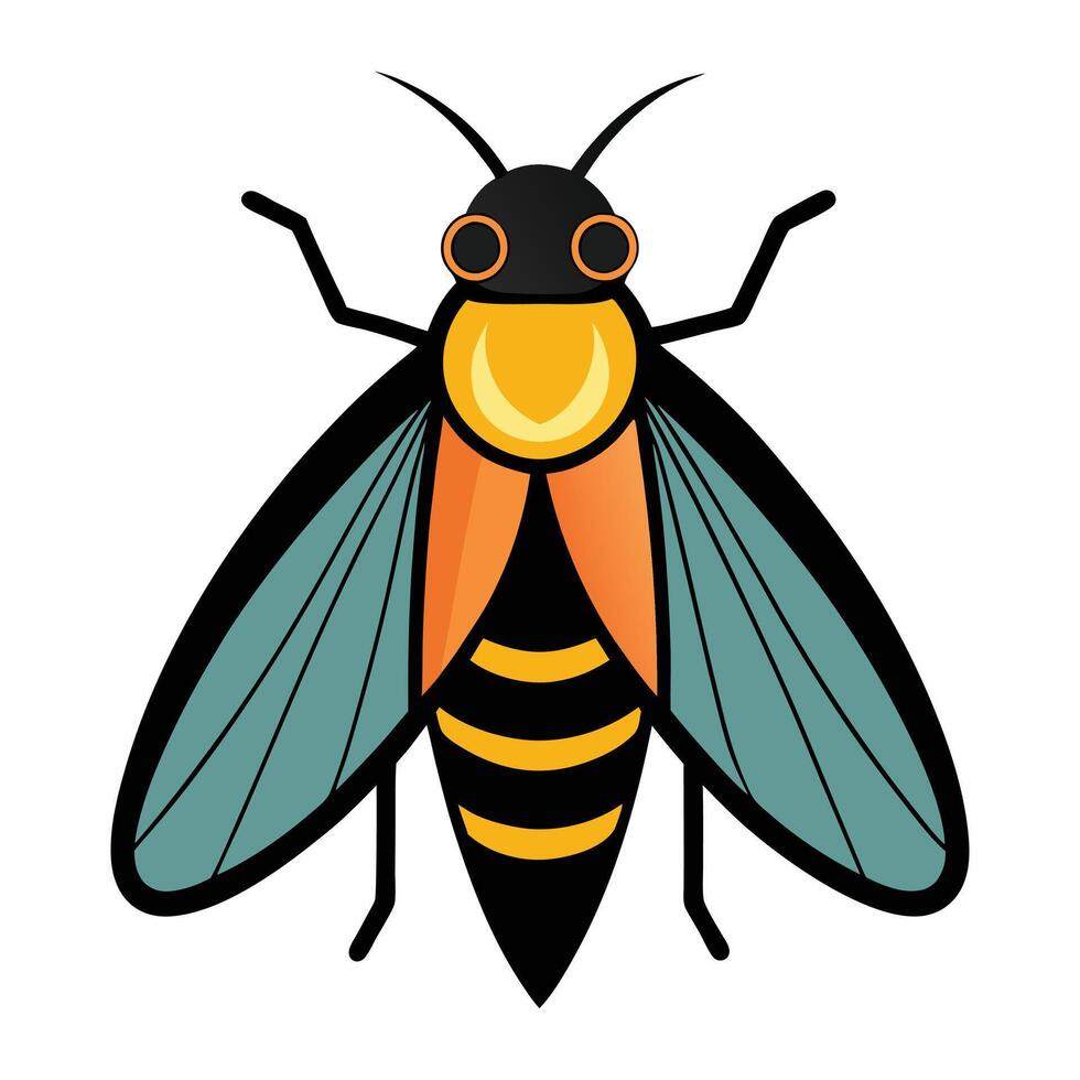 a cartoon insect with black and orange wings vector