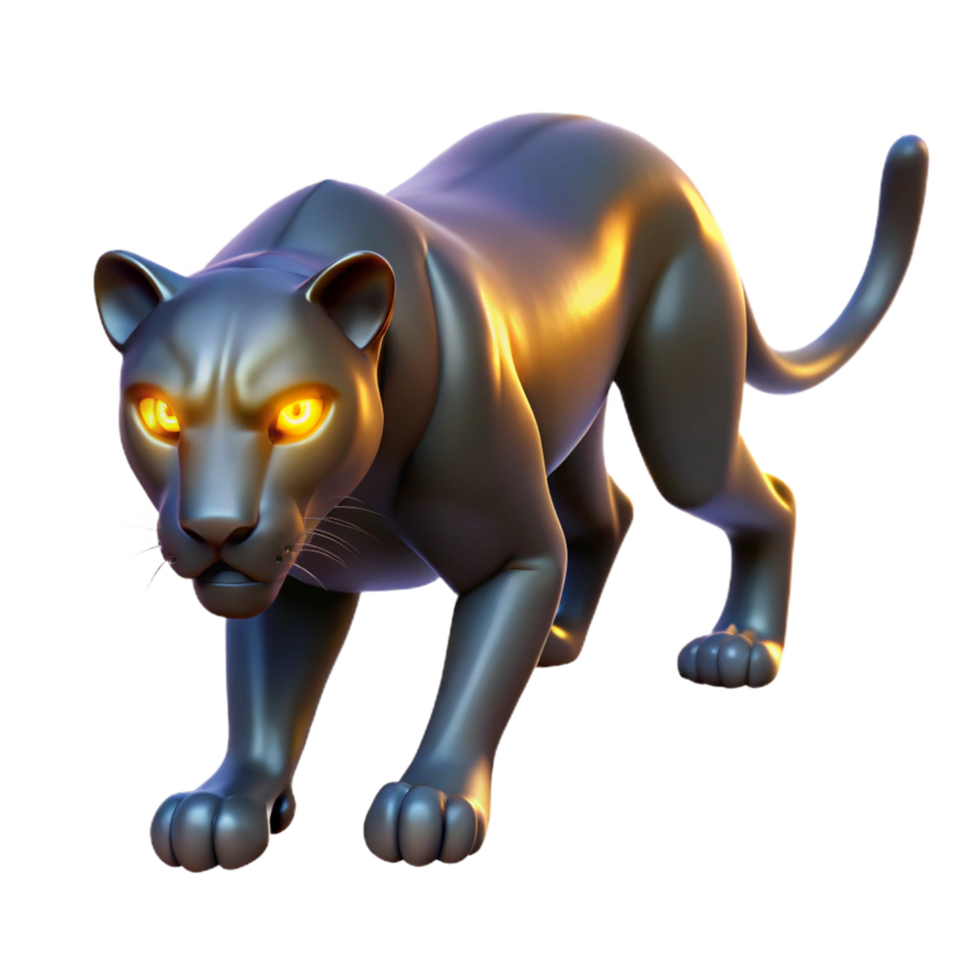 Majestic Panther 3D Render of a Stalking Big Cat png