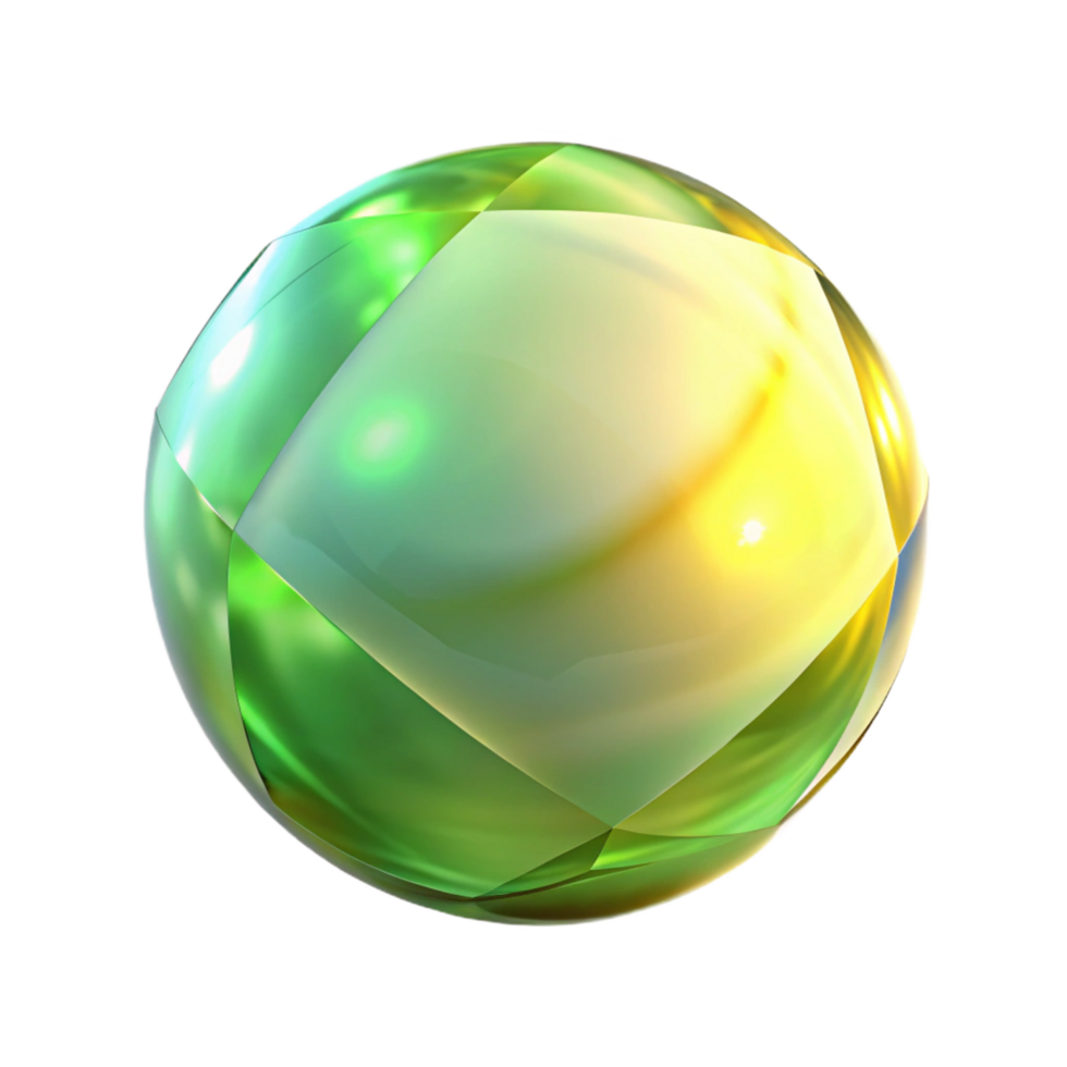 Abstract Green and Gold Gemstone Sphere 3D Render png