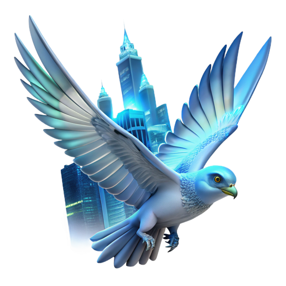 Cityscape Falcon A Bird in Flight Over Urban Skyline png