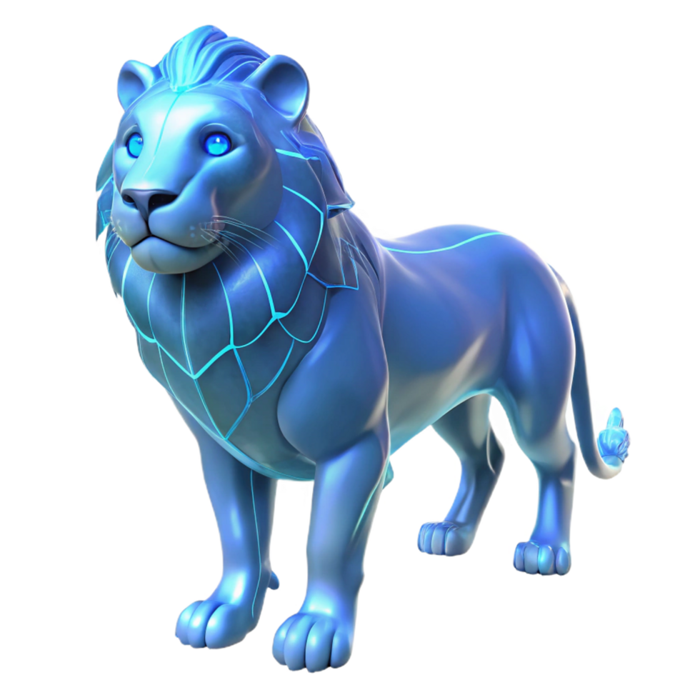 Cybernetic Lion A Digital Sculpture of a Majestic Creature png