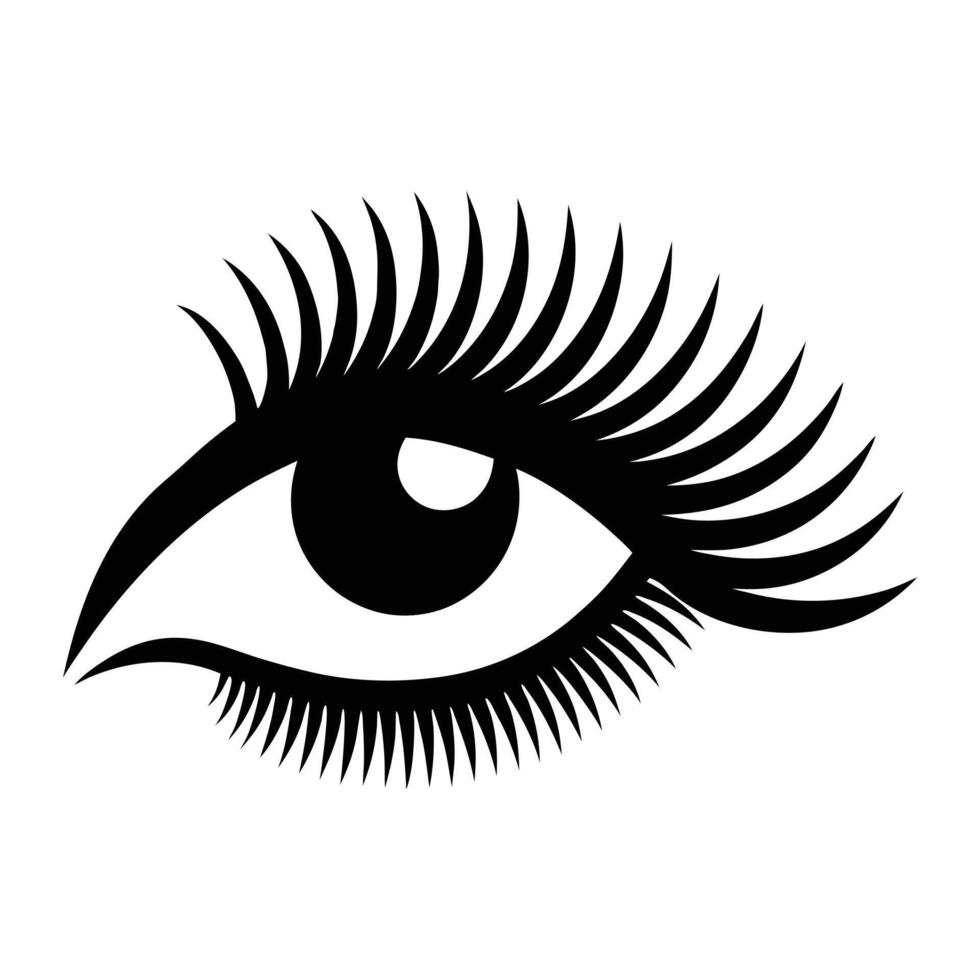 fashion eye with long full lashes on white background. vector