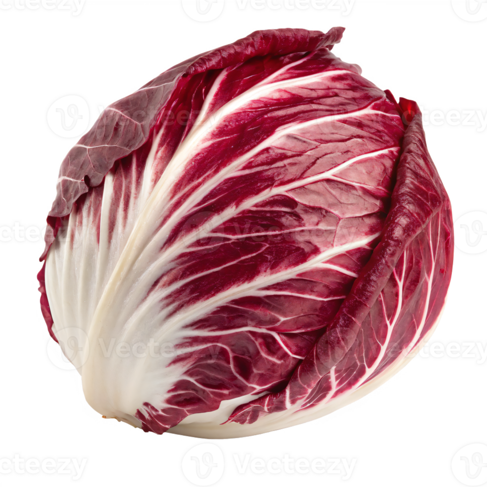 A fresh radicchio with deep red, tightly packed leaves and a crisp texture. The vegetable is vibrant png