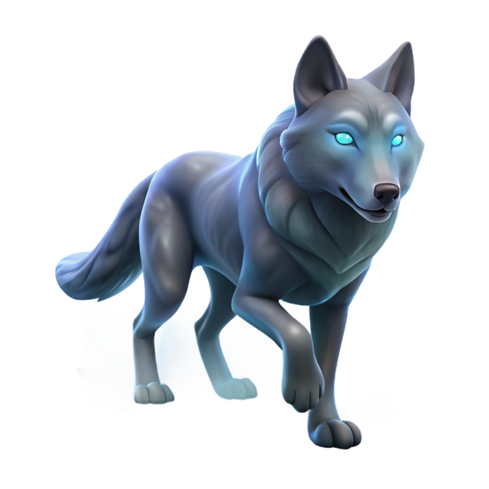 Glowing Wolf A Digital 3D Model of a Mystical Canine png
