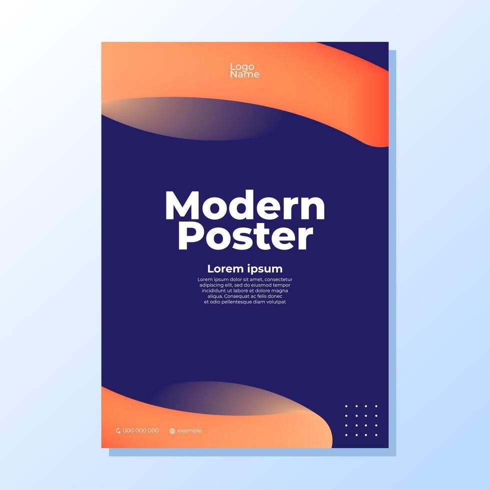 Blend curve orange modern poster design vector