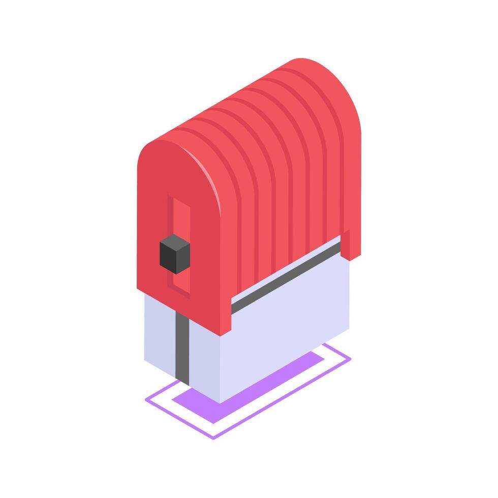 A vibrant, 3D isometric icon of a red stamp pad. vector