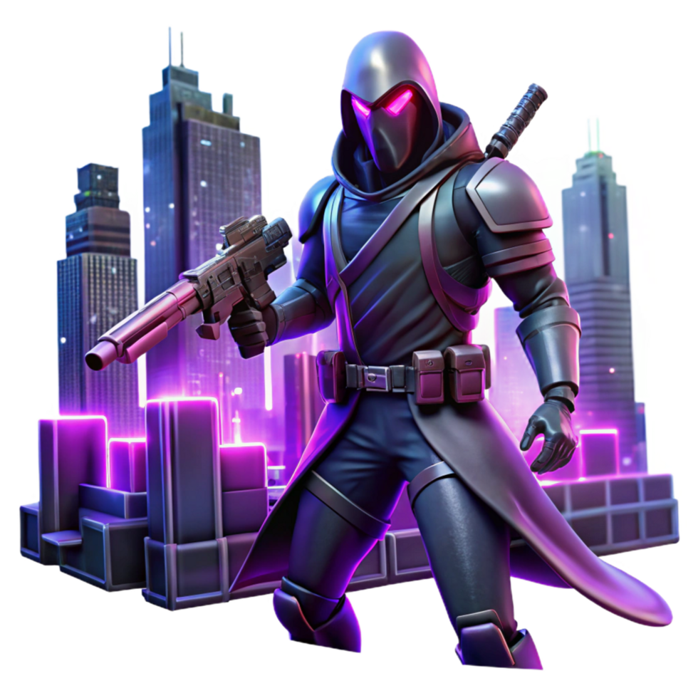 Urban Shadow Ops Stealth Agent in Cityscape png
