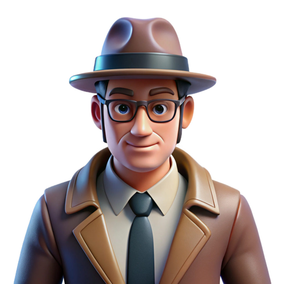 3D Cartoon Detective Mystery, Investigation, Clues, Case, Sleuth, Criminal, Suspense, Intrigue, Evidence, Puzzle png