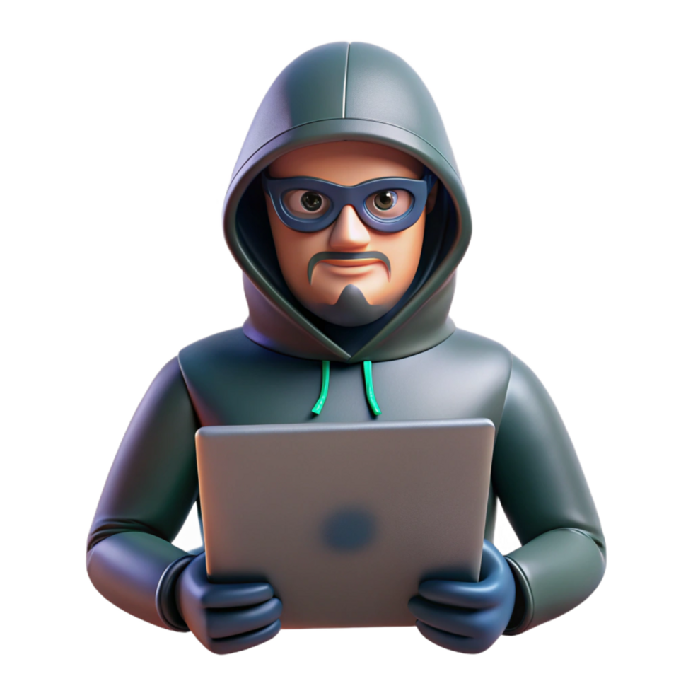 Cybersecurity Threat Anonymous Hacker Using Tablet png