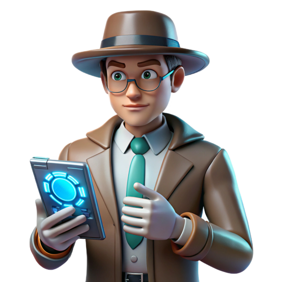 Digital Detective Investigating with Futuristic Technology png