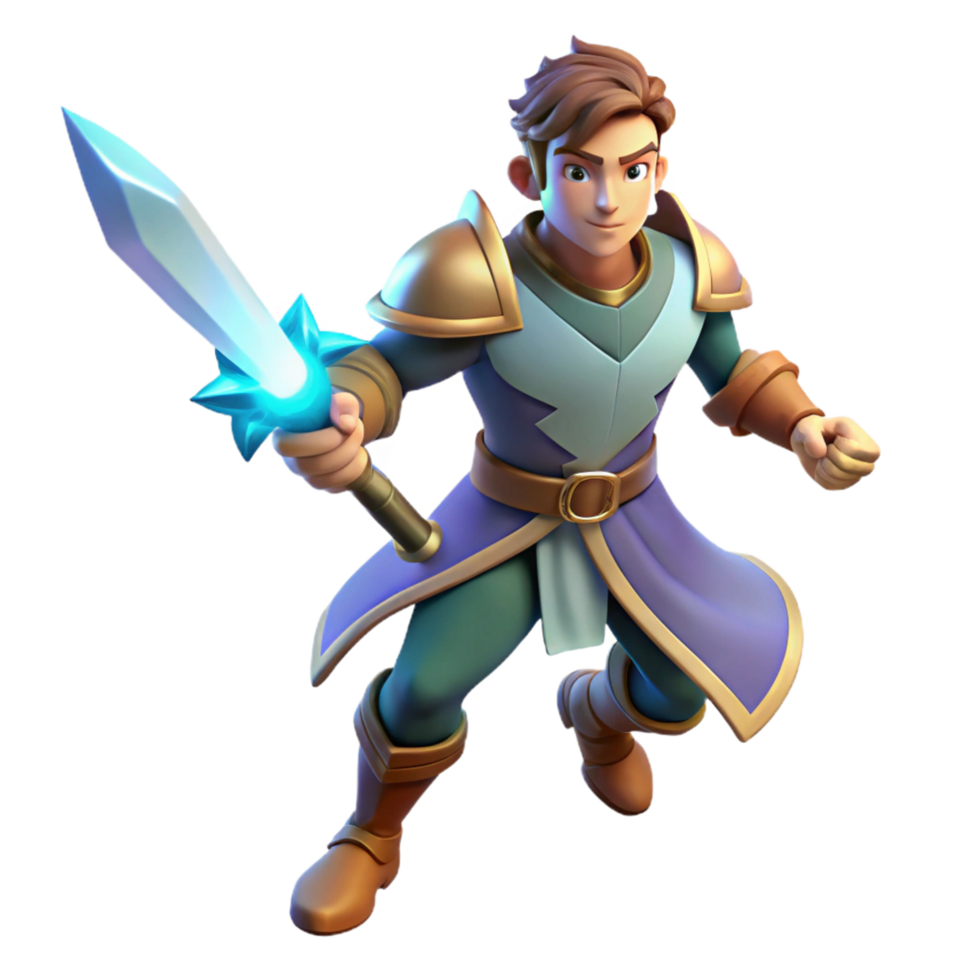 Fantasy Knight Adventure Game 3D Render png
