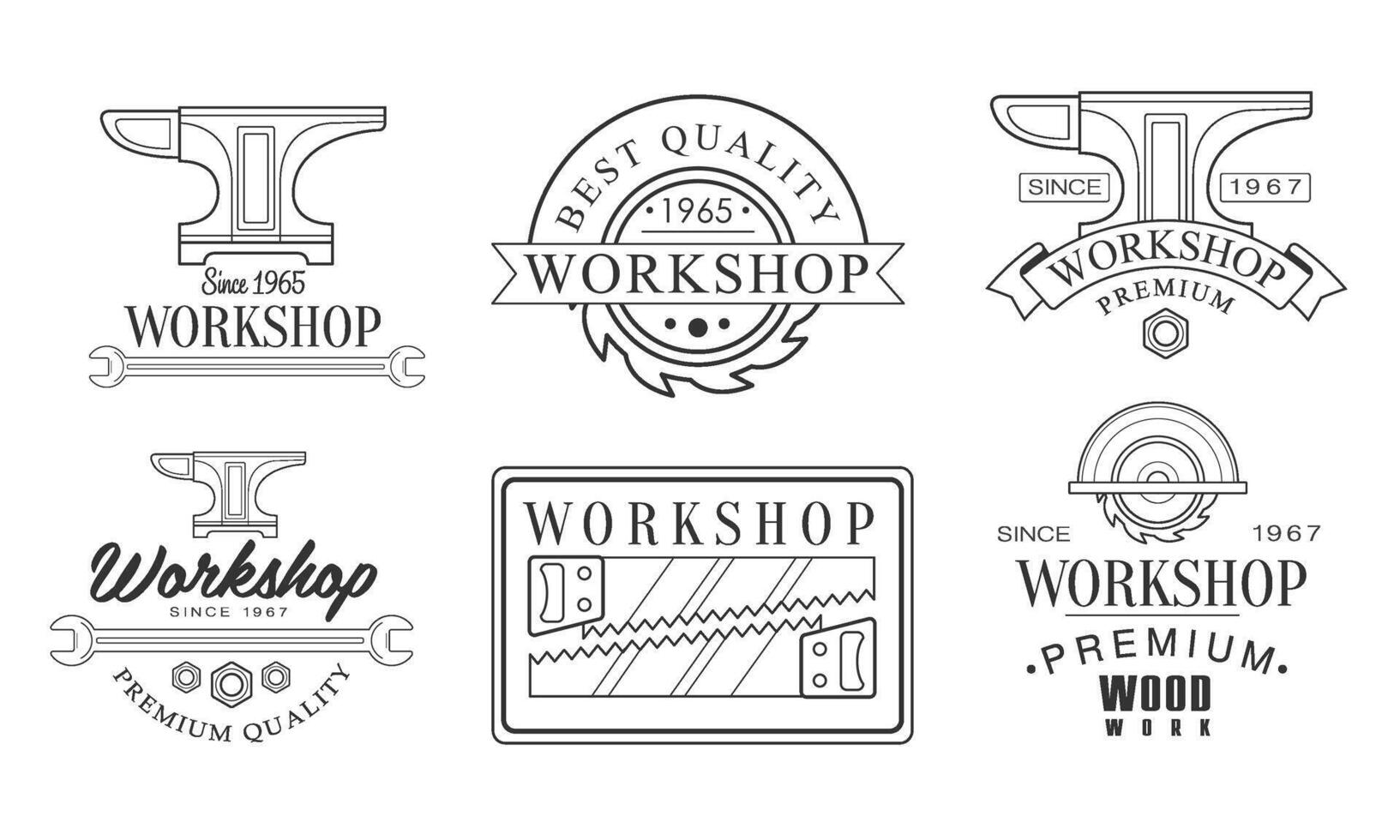 Set of logos for the sawmill. illustration. vector