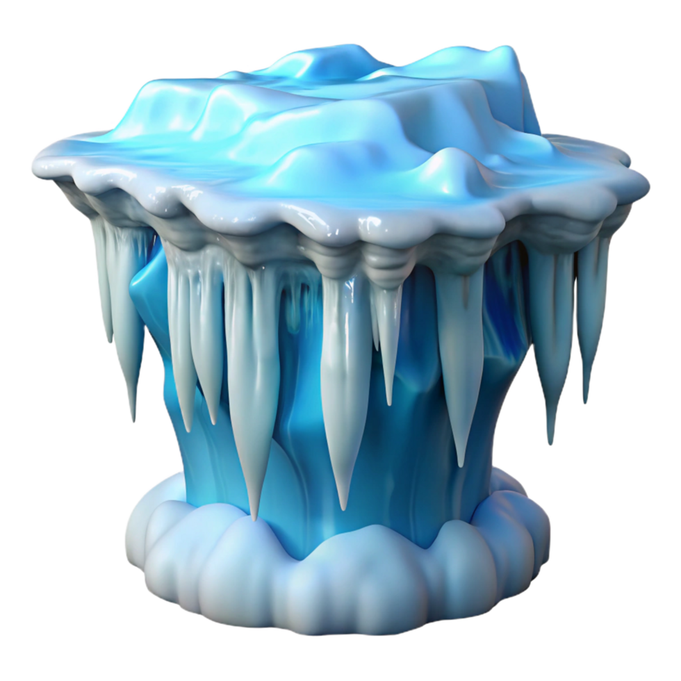 Icy Formation 3D Render of Glacial Structure with Icicles png