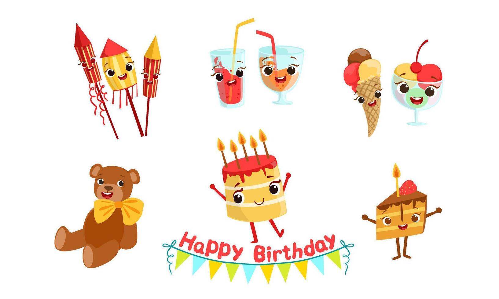 Set of attributes for celebrating a birthday. illustration. vector