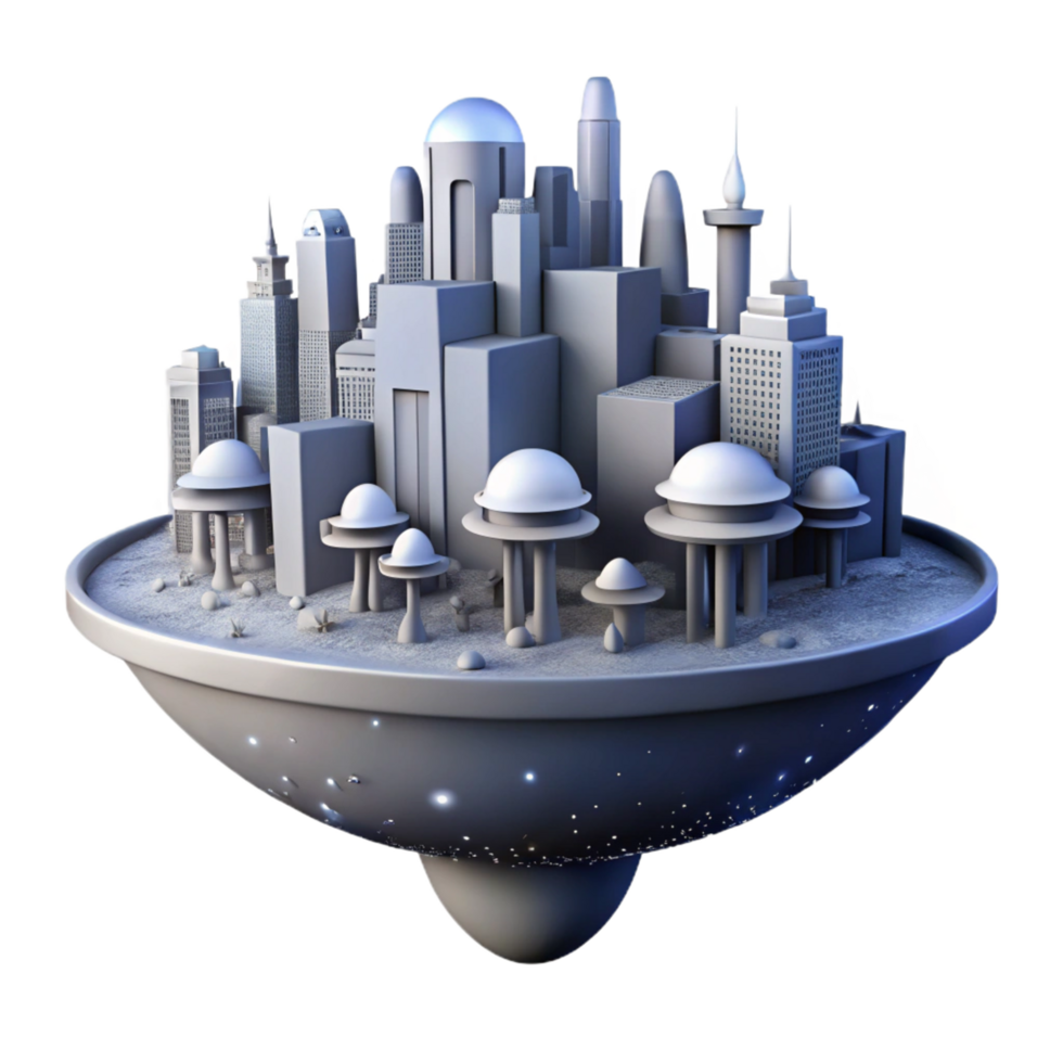 Futuristic Floating City Architectural Design of a Self Contained Metropolis png