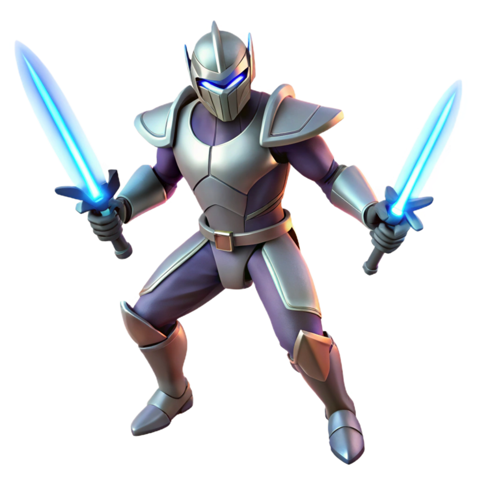 Dual Wielding Knight Fantasy Game 3D Render png