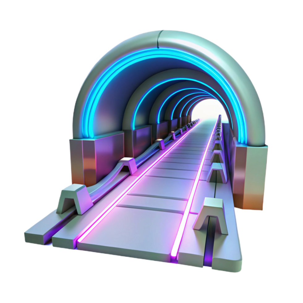 Futuristic Neon Tunnel Illuminated Pathway to the Future png