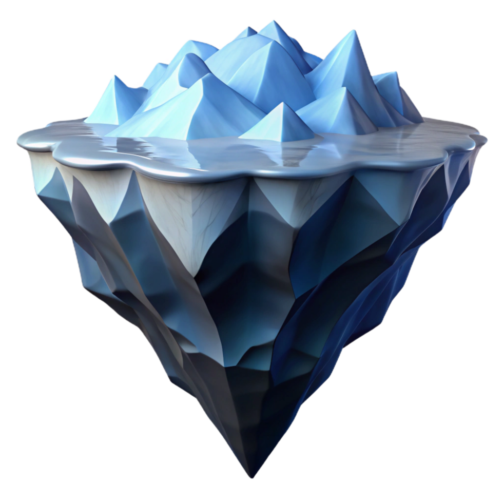 Floating Iceberg A 3D Render of Glacial Peaks and Meltwater png