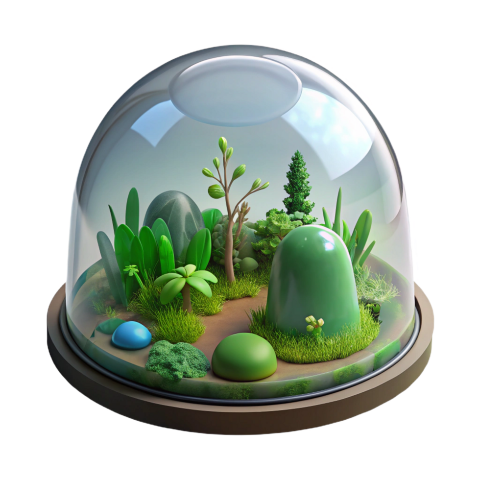 Miniature Glass Dome Ecosystem A Desktop Terrarium png