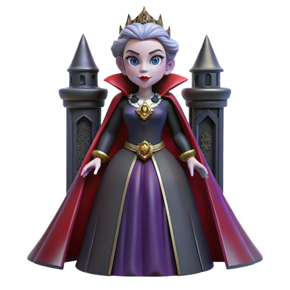 3D Render of a Queen on a Throne Fantasy Regal Figure in Purple and Red png