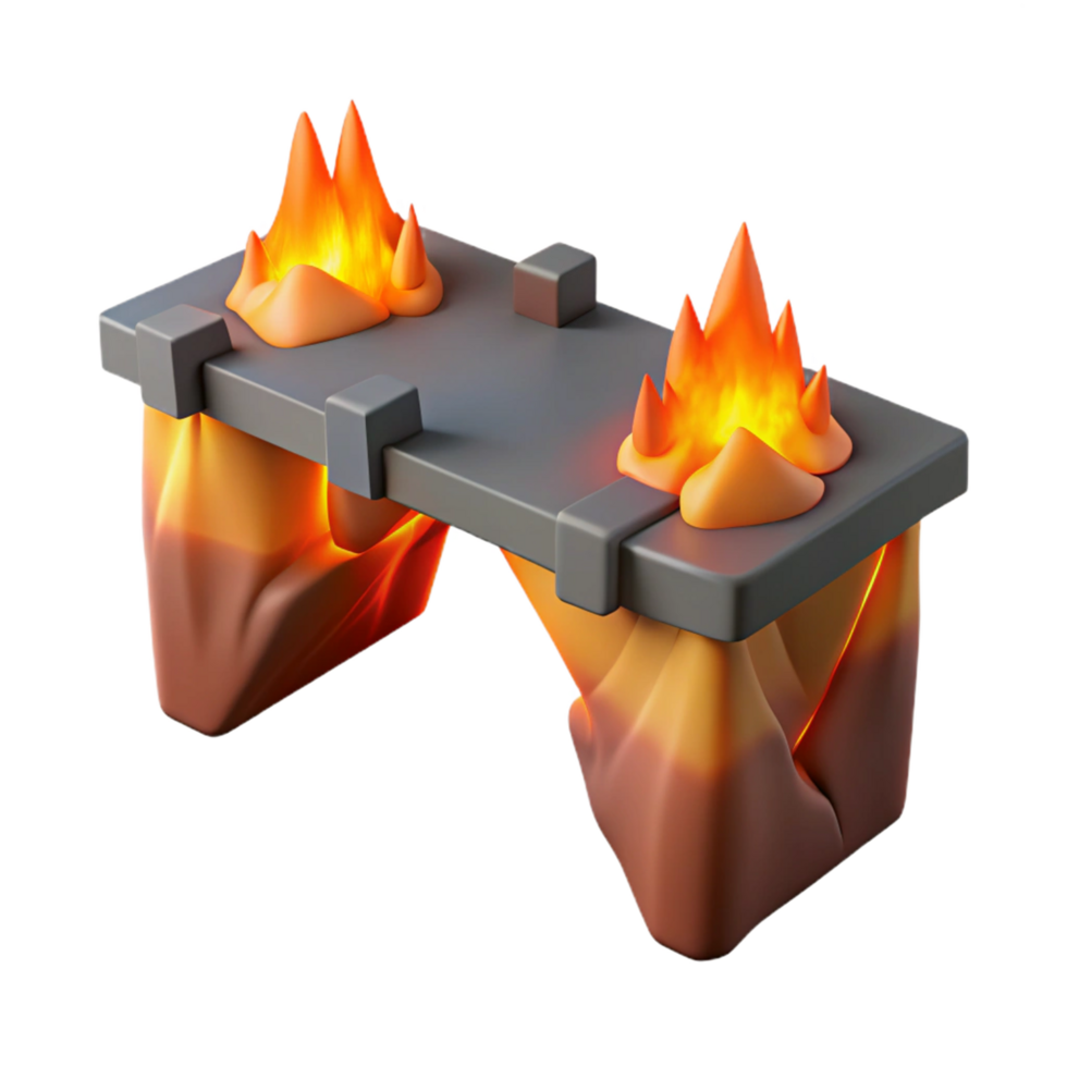 3D Model Burning Bridge over Lava png
