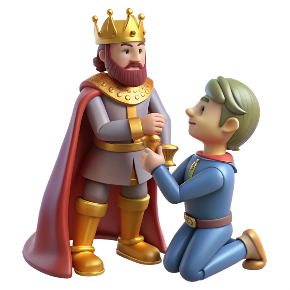 3D Render of a King and Subject A Royal Presentation png
