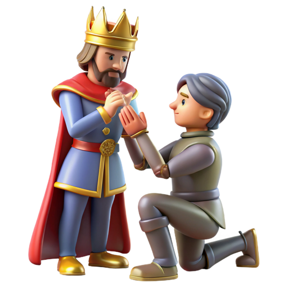 3D Render of a King and a Knight A Royal Encounter png