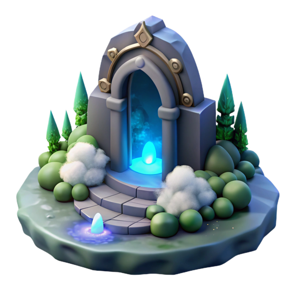 Enchanted Stone Archway Mystical Portal with Glowing Egg png