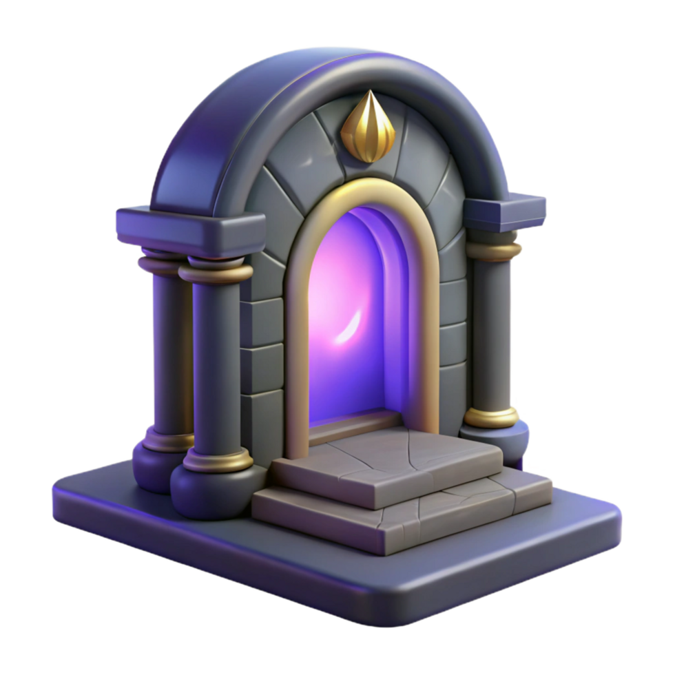 3D Render of Glowing Portal in Stone Archway png