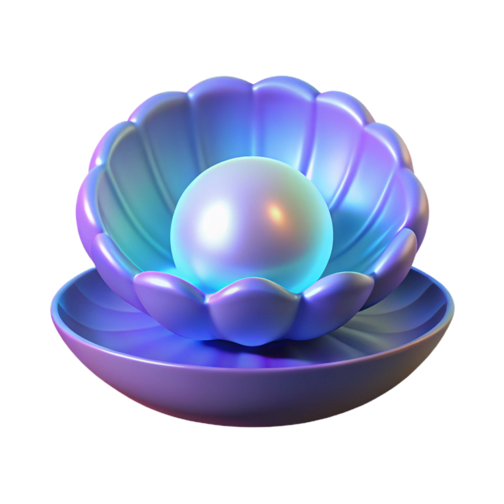 Luminous Pearl in Iridescent Shell A 3D Render png