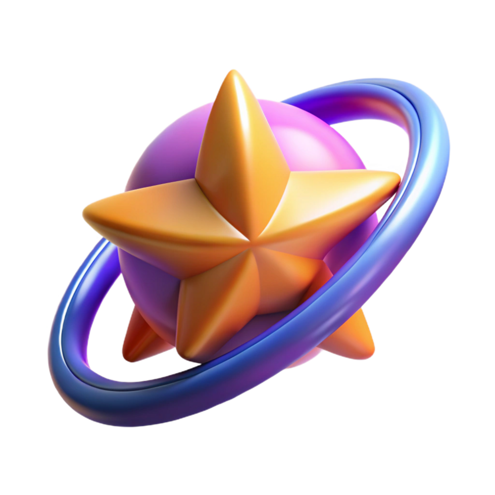 3D Render Star Orbiting a Planet png