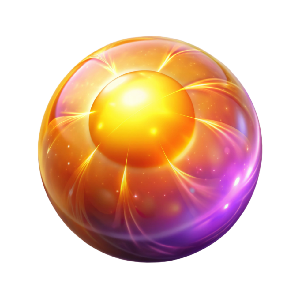 Luminous Orb Abstract Sphere with Inner Glow and Energy Rays png