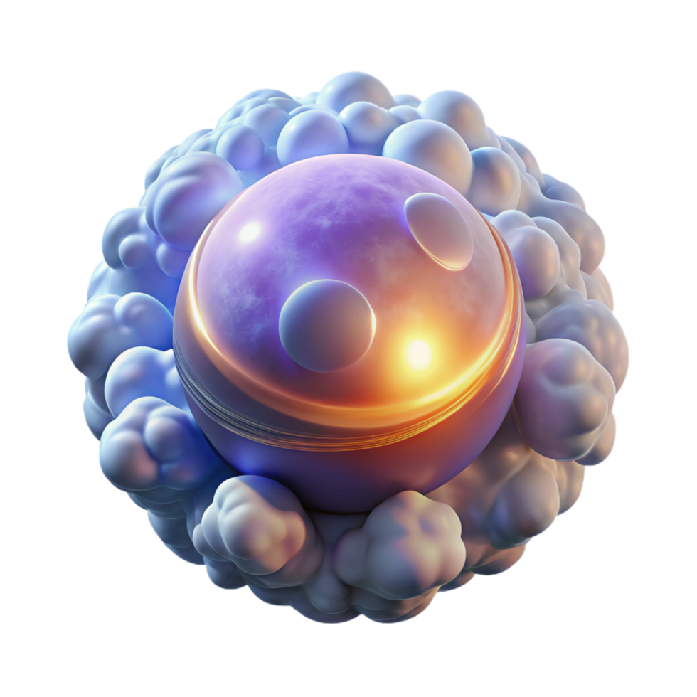 Abstract Cellular Structure 3D Render of a Cell with Internal Components png