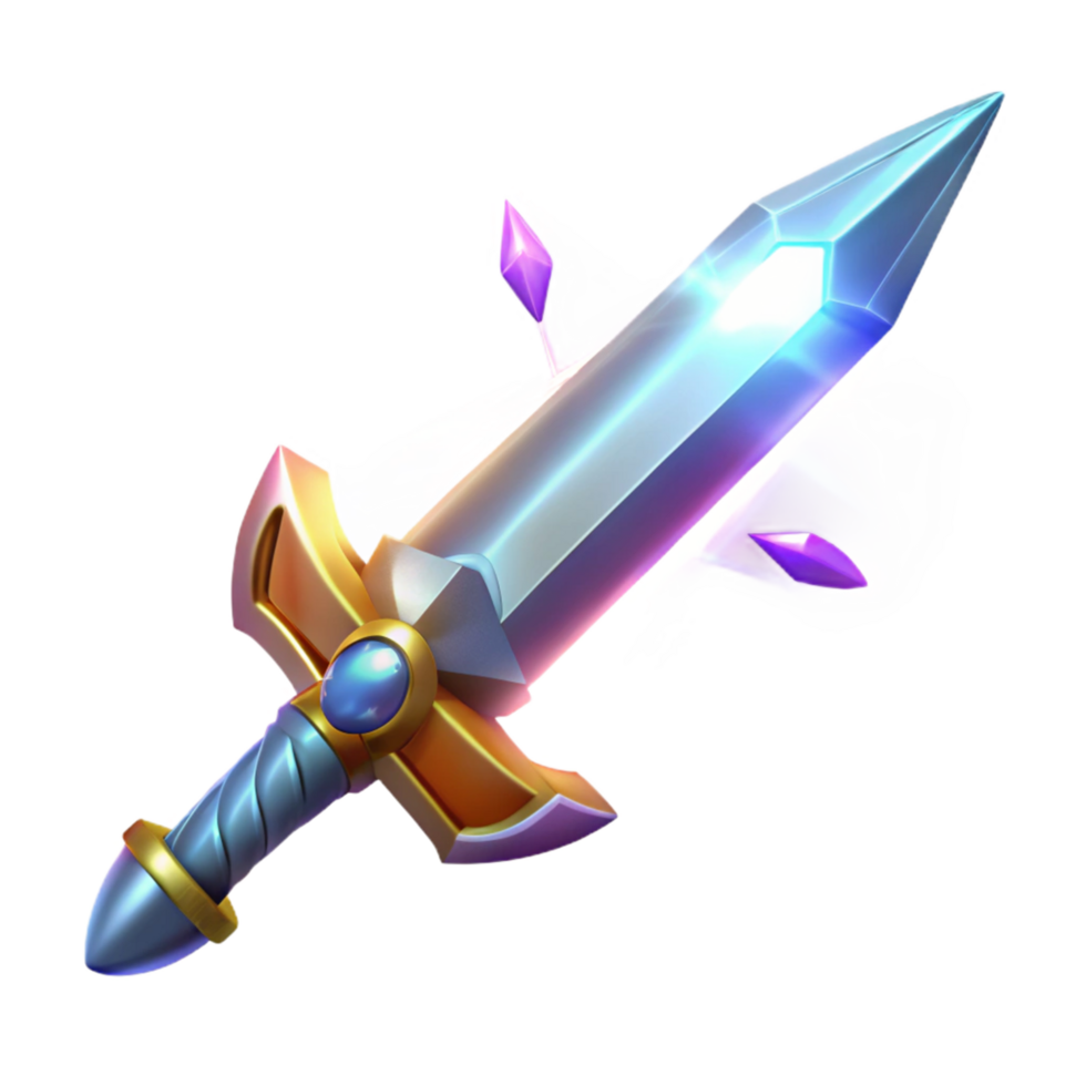 Crystal Sword Magical Weapon, Fantasy Game Asset, Enchanted Blade, Game Design, Digital Art, 3D Model, Sword Design, Fantasy Art, Game Item, High Fantasy png