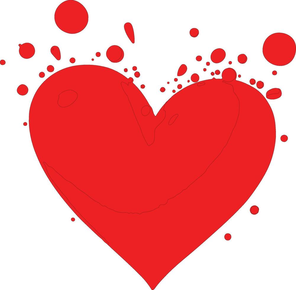 A red heart with red bubbles on it vector