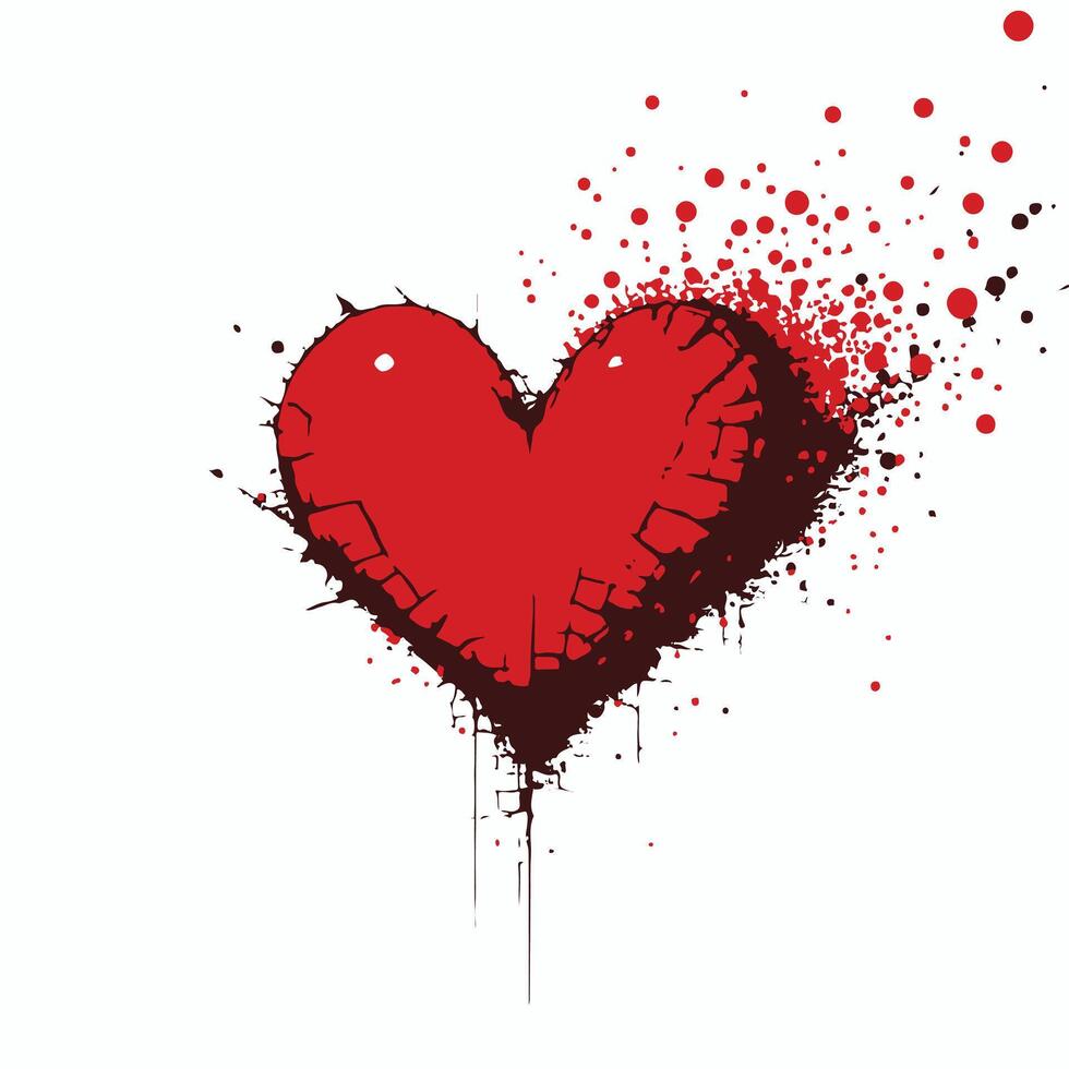 A flat illustration of a heart with splatters on it vector