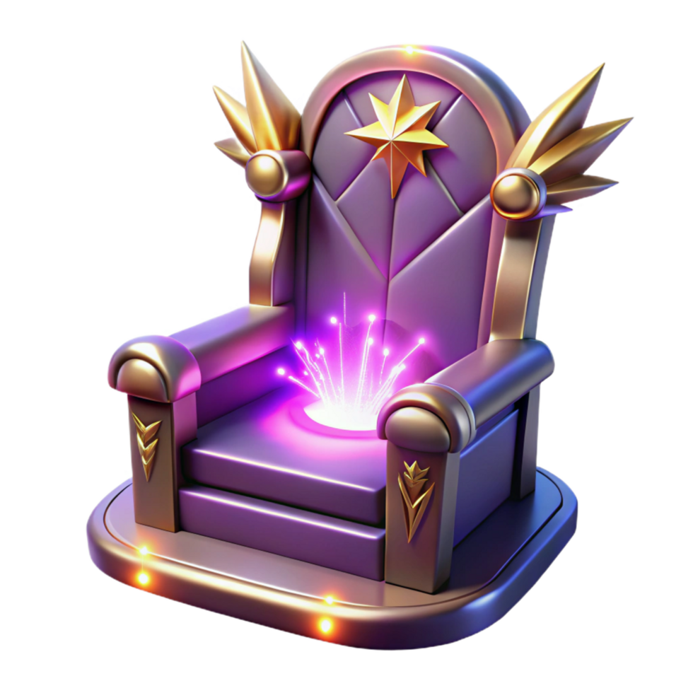 Magical Throne 3D Render of Fantasy Seat with Glowing Effects png