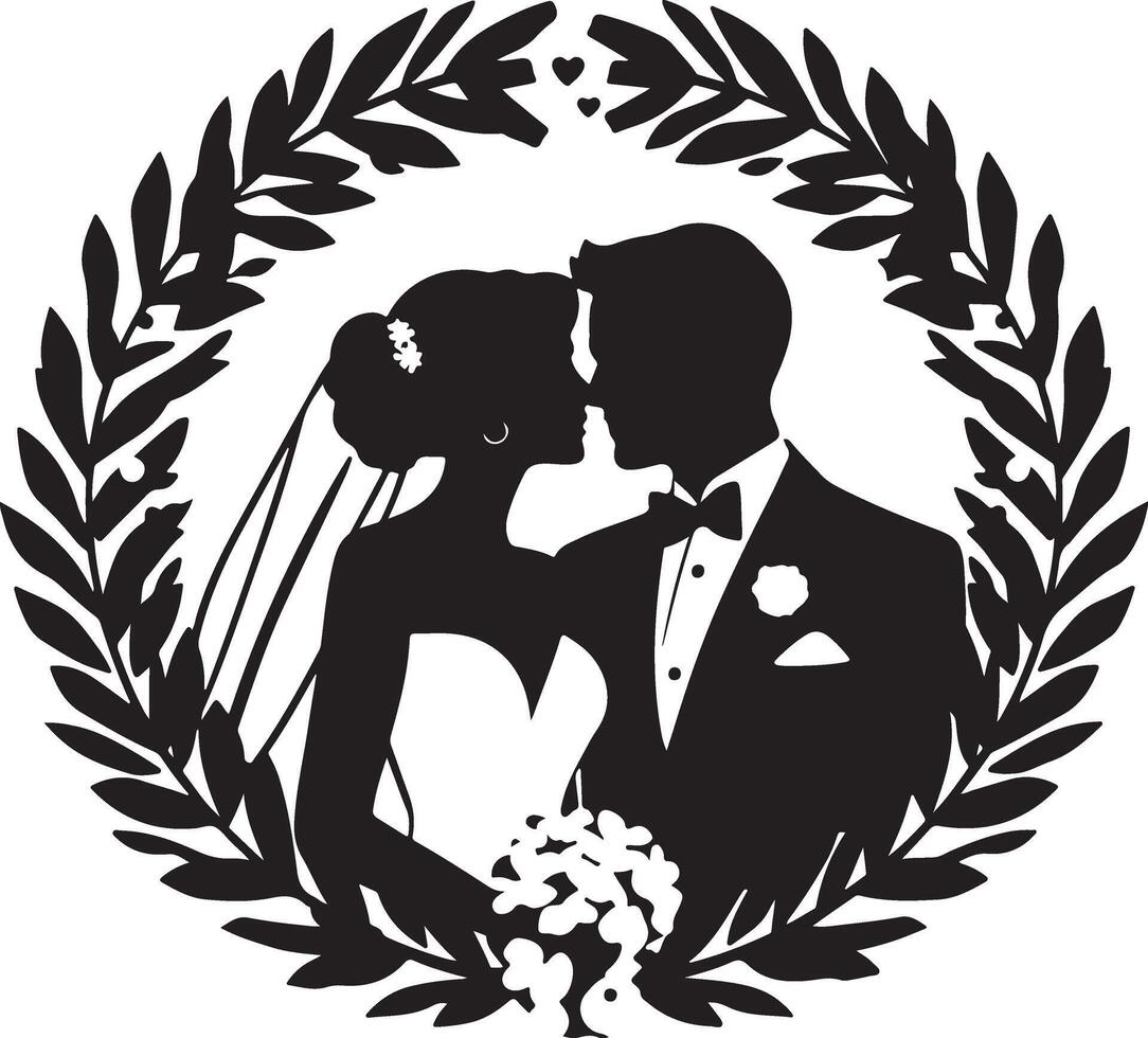 Wedding couple silhouette illustration vector