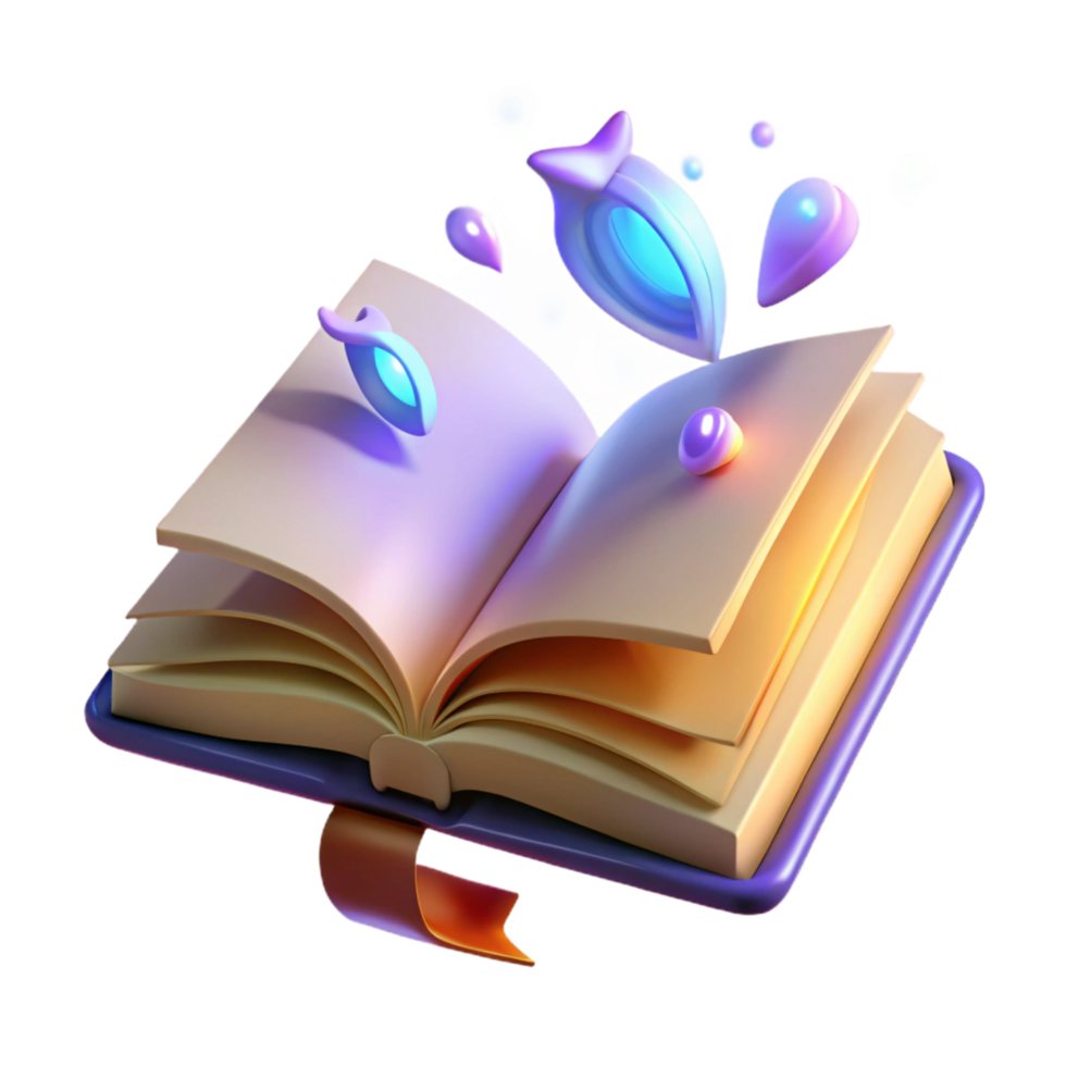Enchanted Book 3D Render of Magical Literary Object png