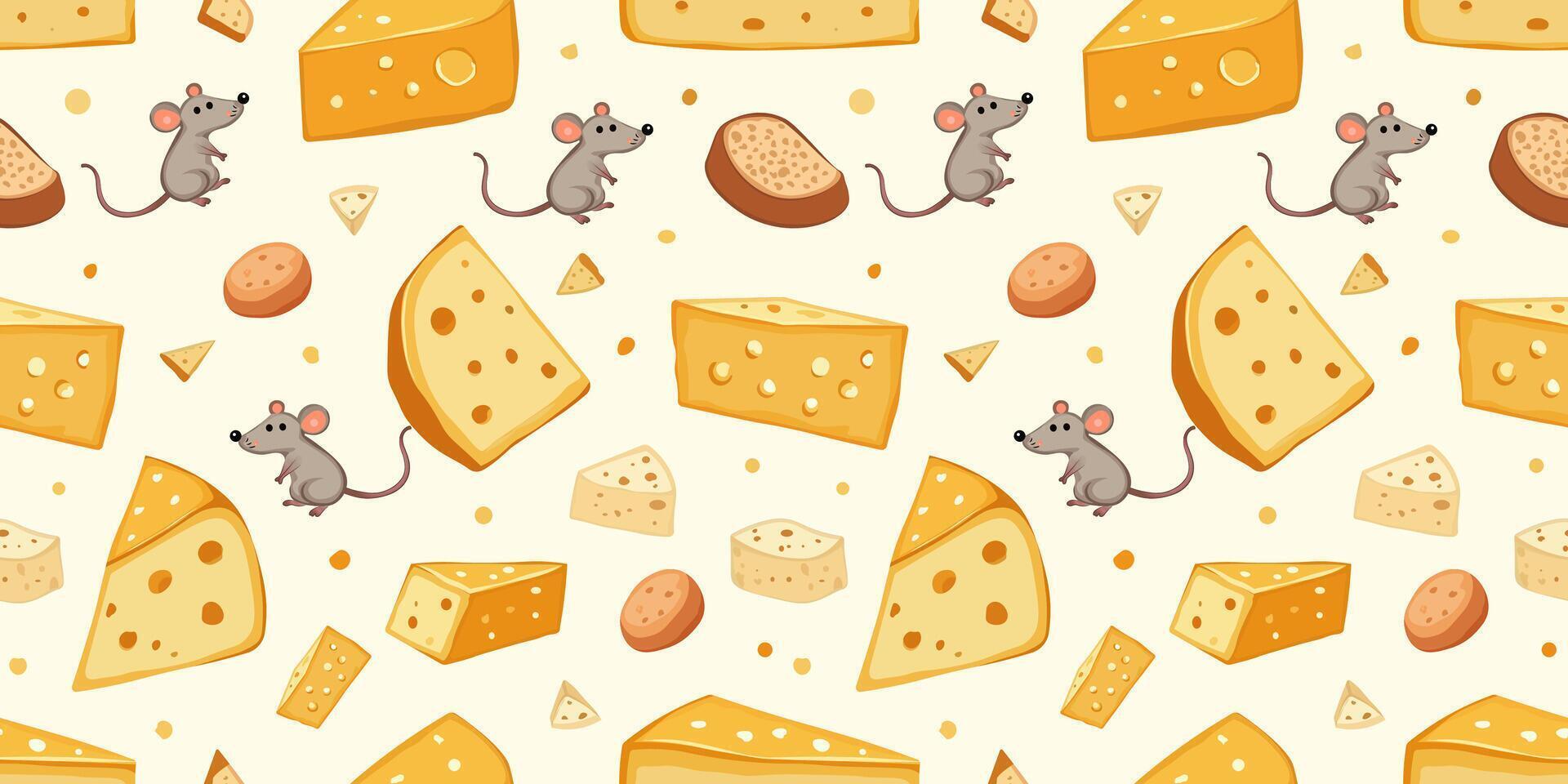 Cute and Elegant Cheese-themed Illustrations Seamless Pattern vector