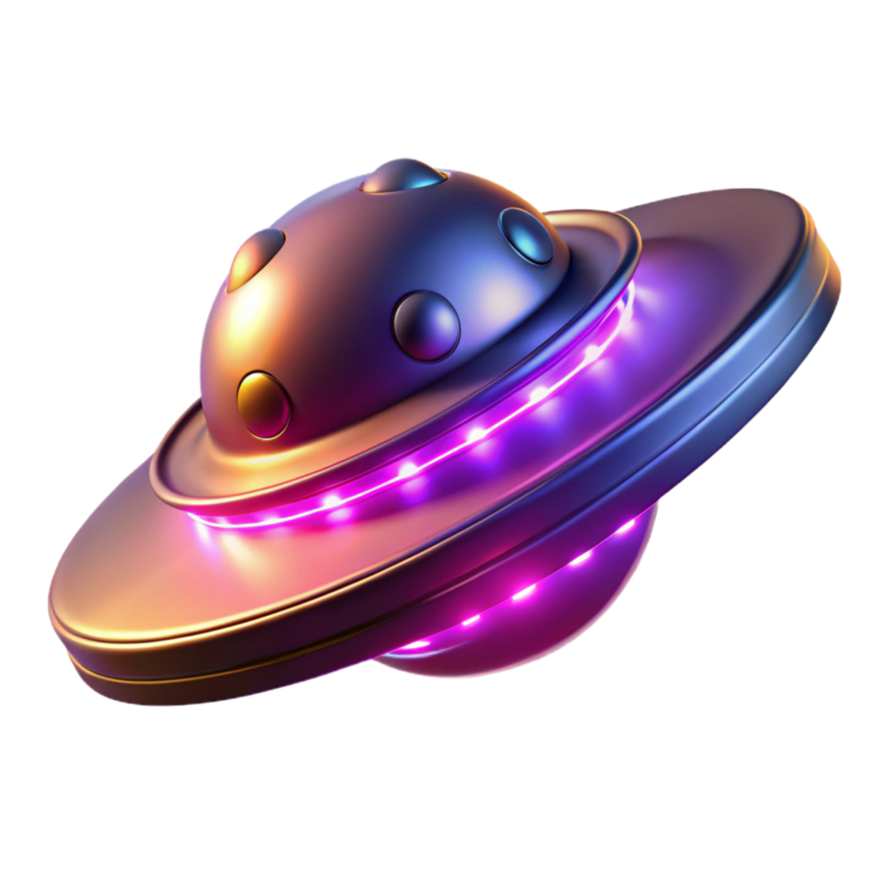 Futuristic Spaceship Design Illuminated UFO Concept png