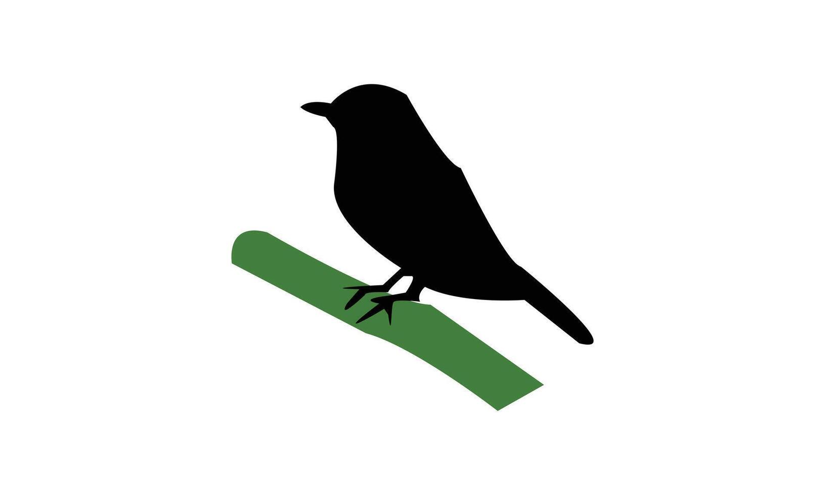 Sitting Blue Flycatcher Bird Silhouette Design And Illustration. vector