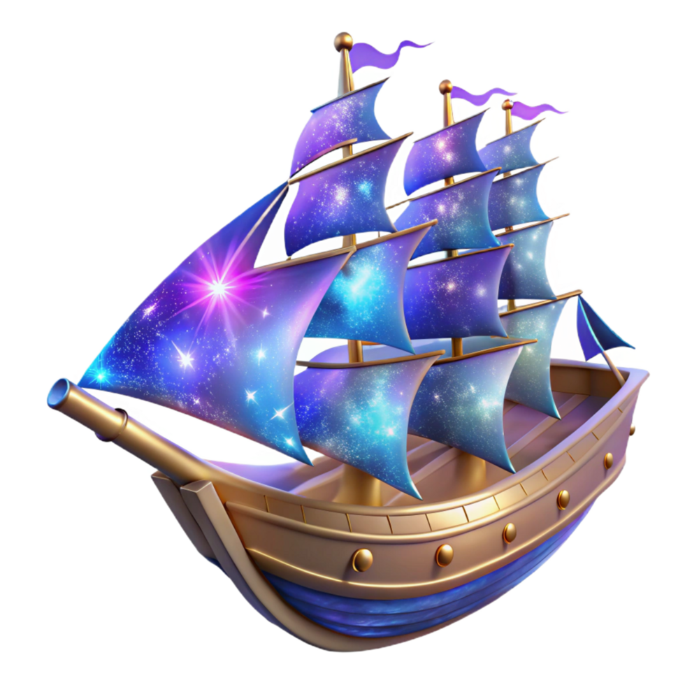 Celestial Galleon A 3D Render of a Fantasy Ship png