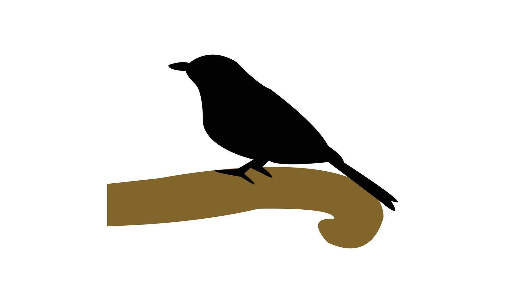 Sitting Blue Flycatcher Bird Silhouette Design vector
